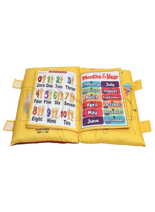 PDSPM Learning Cushion Pillow Book for Kids with 2 Languages Learn - English and Hindi,Toddler Pillow, Soft Cloth Book Baby Pillow Book Toys,(Pillow Gold) - Image 4